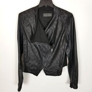 Blank NYC Women Faux Leather Jacket Size M Asymmetrical Zip Moto Biker  Black
